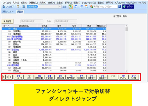 試算表表示画面(対象切替・ダイレクトジャンプ)